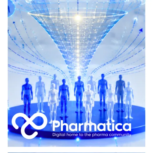 Pharmatica image representing enriched clinical trial design showing selected patient cohorts, clinical research data, and connected trial pathways.