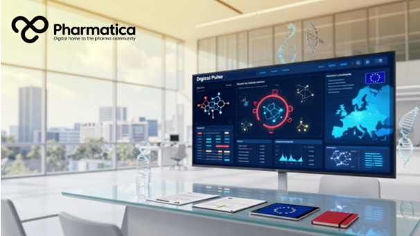 Pharmatica picture of European pharmaceutical innovation showing biotechnology research, advanced manufacturing, artificial intelligence, and regulatory collaboration supporting the European Life Sciences Strategy.