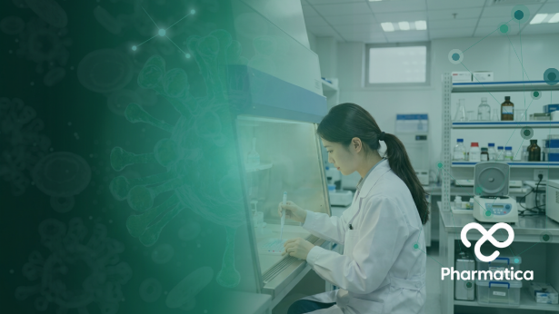 Oncology researcher performing preclinical pharmacology testing for new molecular entities (NMEs), illustrating oncology drug development, translational research, biomarker discovery, and advanced preclinical model optimisation.