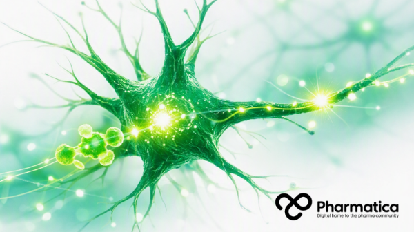 Pharmatica detailed rendering of a neuron firing electrical impulses through dendrites and axons in vivid green tones, symbolising neural connectivity and communication in psychedelic drug discovery, neuroplasticity, 5-HT2A receptor pharmacology, CNS drug development, psychoplastogens, and therapeutic neuroscience research.