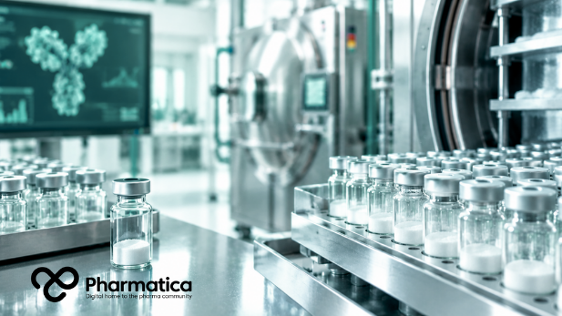 Pharmatica image of an ADC manufacturing facility showing antibody-drug conjugate drug product production and pharmaceutical processing equipment.