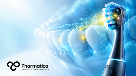 Pharmatica image showing an AI-powered toothbrush using computer vision to target oral care.
