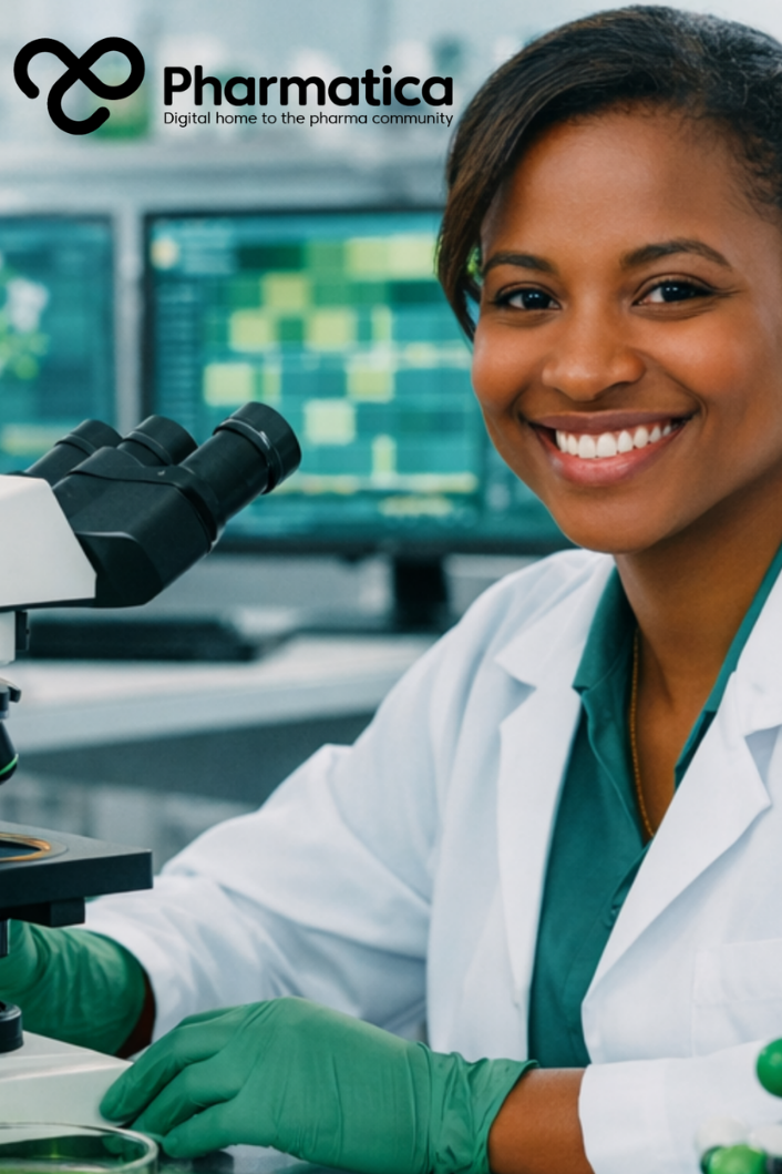 Pharmatica image of a modern pharmaceutical research laboratory representing drug discovery scientists using computational biology, structural biology, medicinal chemistry, and AI-assisted therapeutic research.