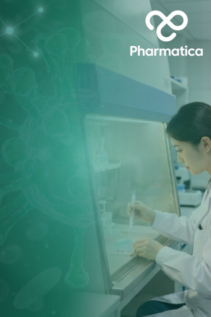 Oncology researcher performing preclinical pharmacology testing for new molecular entities (NMEs), illustrating oncology drug development, translational research, biomarker discovery, and advanced preclinical model optimisation.