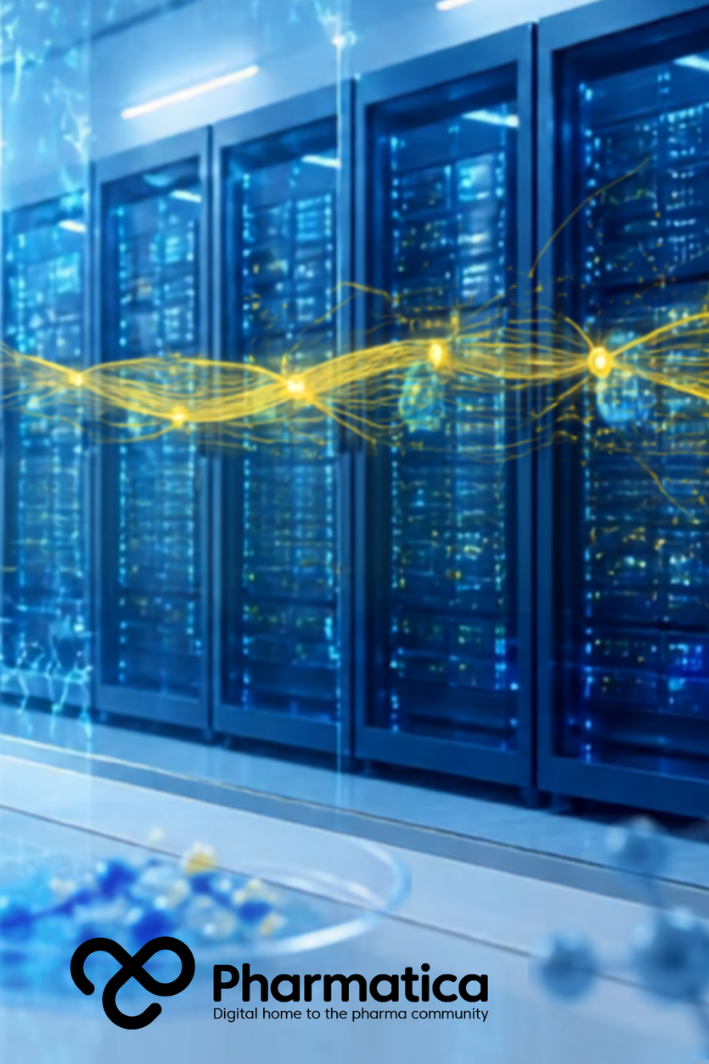 Pharmatica image of an AI-powered pharmaceutical supercomputing environment and pharma laboratory connecting scientific data, advanced computing, and drug discovery research.