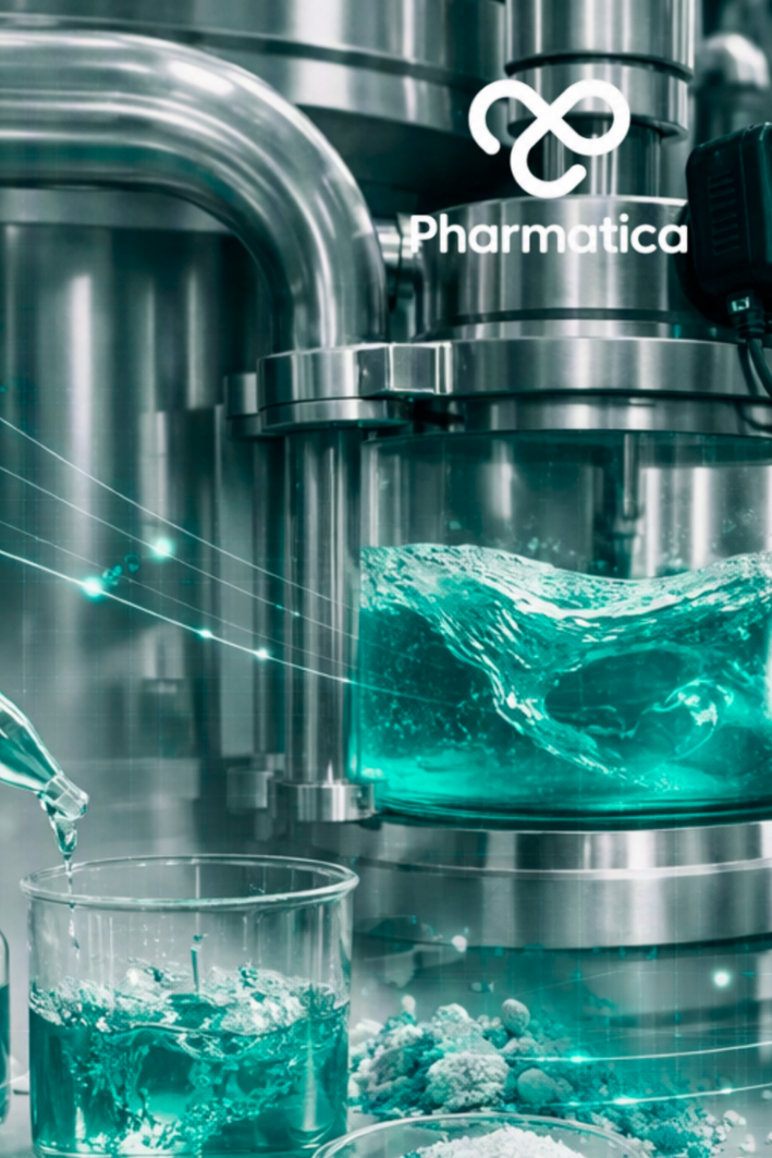 Pharmatica image of pharmaceutical formulation development connecting drug formulation science with advanced manufacturing and process control.