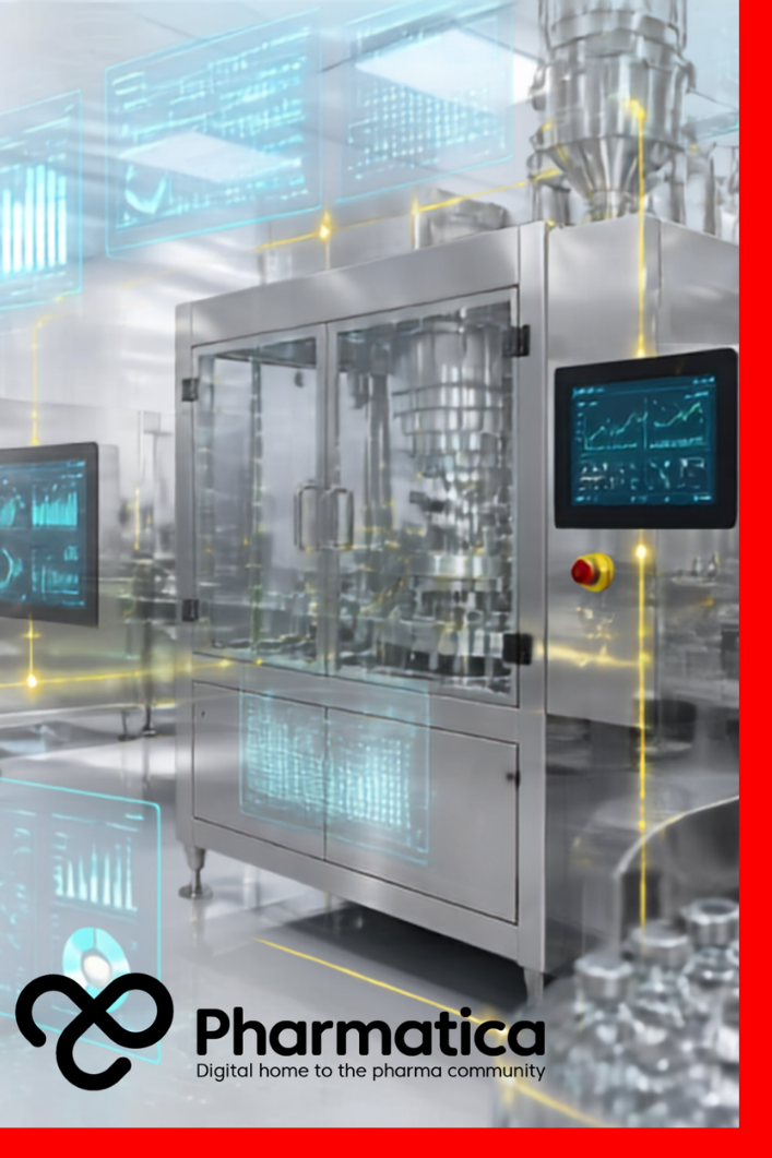 Pharmatica image representing AI in pharmaceutical GMP manufacturing using machine learning, predictive maintenance, digital quality management, continuous manufacturing, and smart pharmaceutical production.