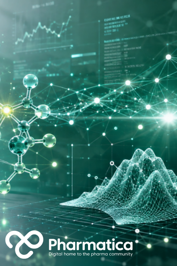 Pharmatica image showing AI-powered pharmaceutical drug discovery environment showing predictive modelling, molecular research, and connected scientific data.