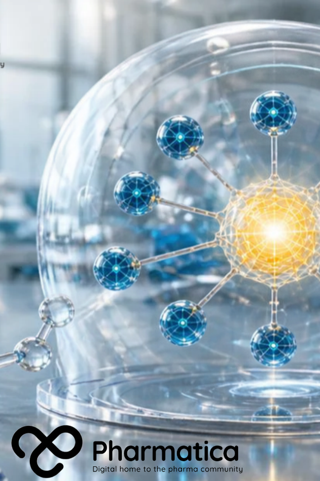 Pharmatica image showing an AI agent network integrated with molecular and pharmaceutical research elements to represent biosecurity and the AI bioweapons risk.