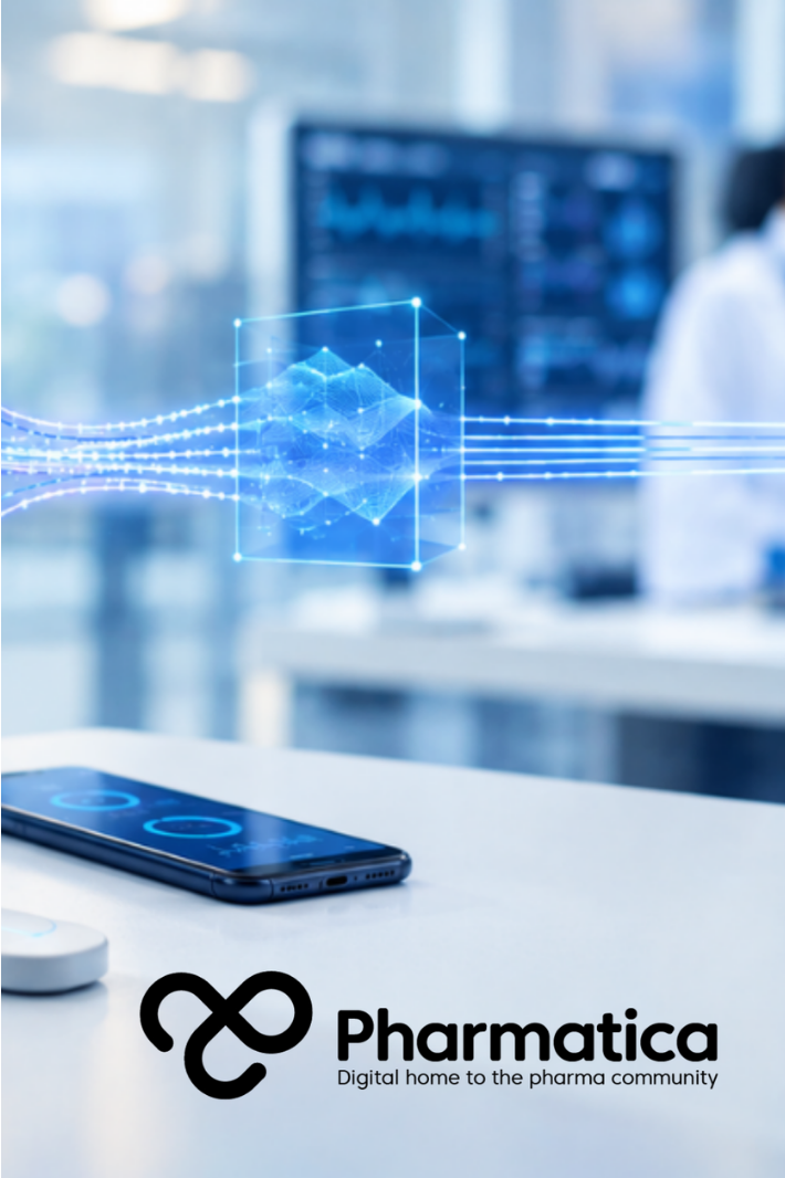 Pharmatica image of digital health technologies collecting clinical trial data for drug development.