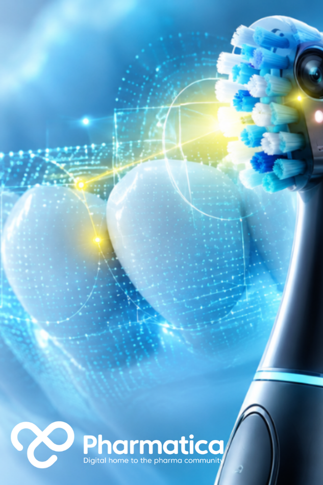 Pharmatica image showing an AI-powered toothbrush using computer vision to target oral care.