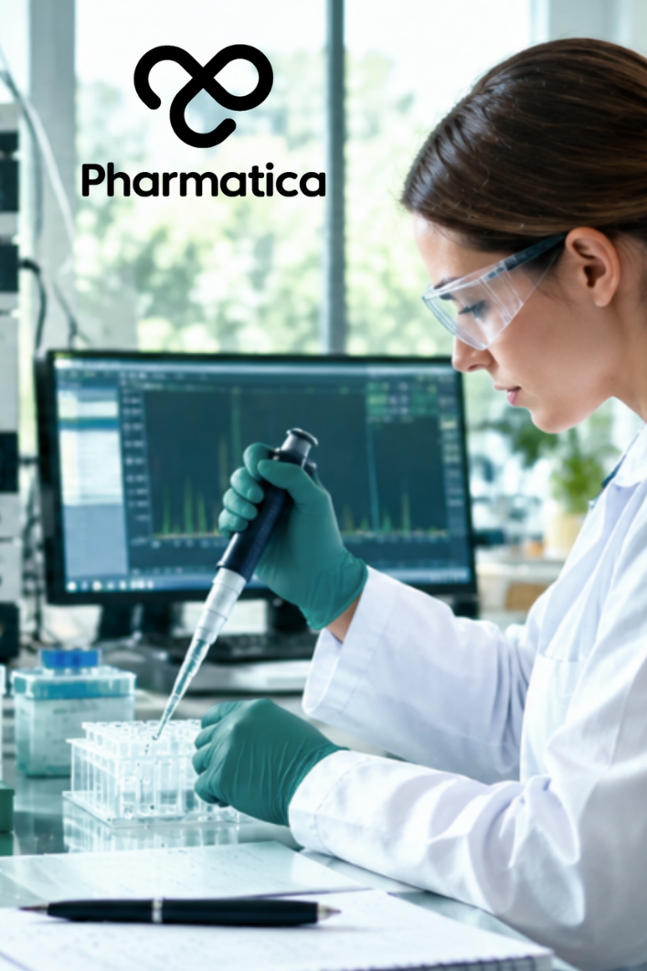 Pharmatica image of a Pharmaceutical research laboratory illustrating Good Laboratory Practice, controlled experiments, documentation, and data integrity in preclinical R&D.