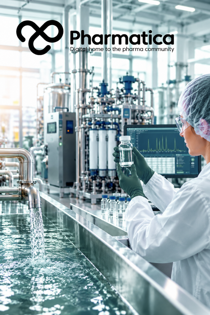 Pharmatica image of pharmaceutical manufacturing water treatment and PFAS contamination monitoring.