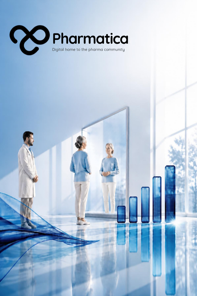 Pharmatica visual of an abstract blue five-bar health scale glowing on a bright background, representing EuroQol EQ-5D quality of life measurement.