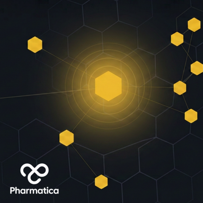 Abstract visualisation of AI bioweapons risk showing a connected hexagonal network and glowing AI hub, symbolising biosecurity challenges, gene synthesis screening vulnerabilities, biotechnology innovation, and governance in the pharmaceutical industry.
