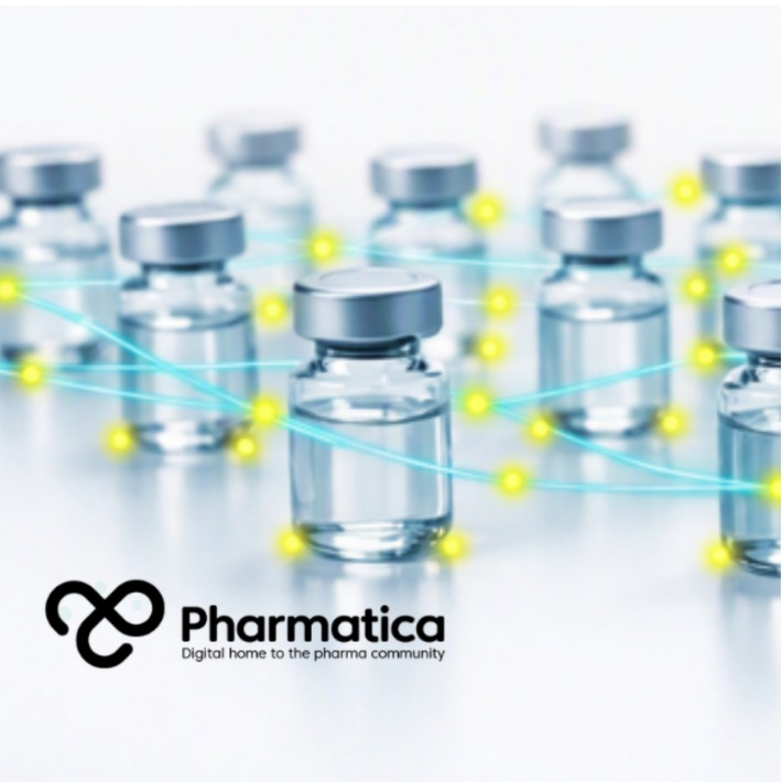 Pharmatica image representing AI and machine learning in sterile pharmaceutical manufacturing. The image shows precision glass ampoules with a digital data mesh overlay, symbolising AI-driven quality and contamination detection.