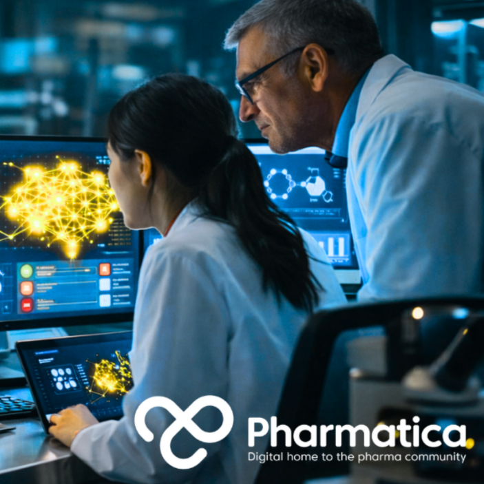 Pharmatica photo‑realistic representation of scientists collaborating in a unified AI‑driven pharmaceutical research environment using Claude Science, integrating genomics, structural biology, cheminformatics, and AI-assisted pharmaceutical research