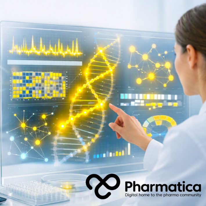 Pharmatica image showing a clinical geneticist using LLM-assisted rare disease diagnosis tools to analyse genome sequencing data and generate evidence-based diagnostic hypotheses for precision medicine.