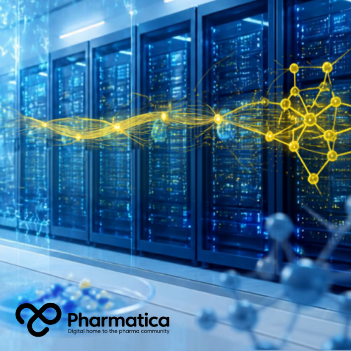Pharmatica image of an AI-powered pharmaceutical supercomputing environment and pharma laboratory connecting scientific data, advanced computing, and drug discovery research.