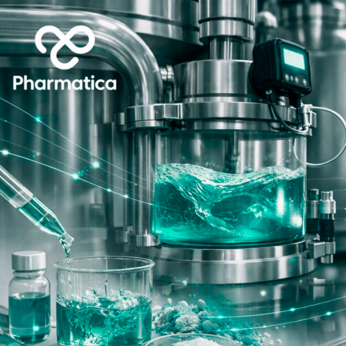 Pharmatica image of pharmaceutical formulation development connecting drug formulation science with advanced manufacturing and process control.
