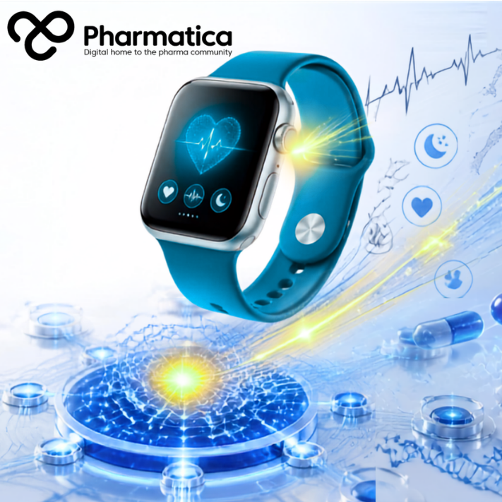 Pharmatica image representing the Google SensorFM wearable AI foundation model analysing one trillion minutes of wearable health data for digital biomarkers, clinical research, and pharmaceutical innovation.