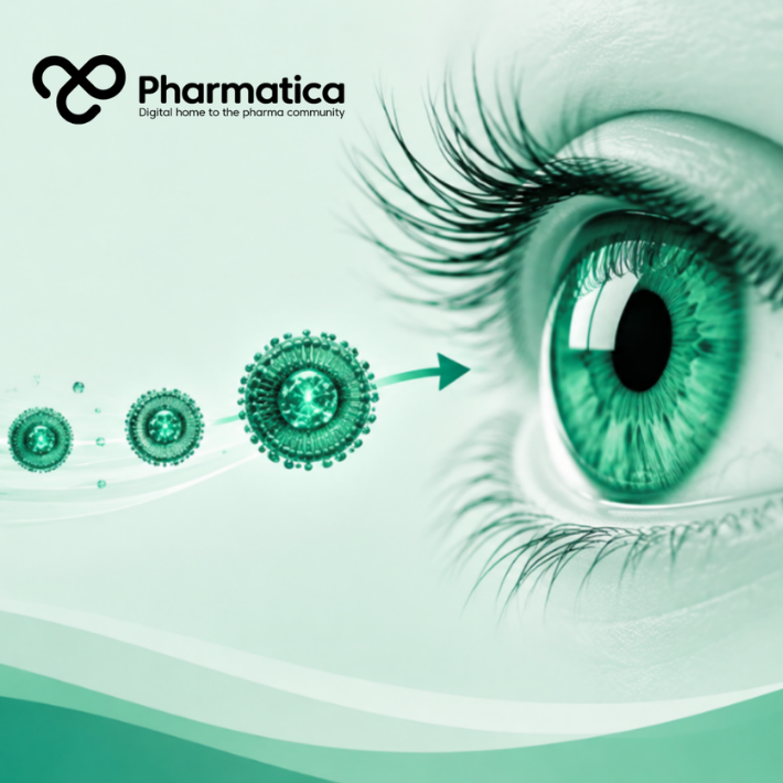 Pharmatica image representing ocular drug delivery using nanocarriers to improve therapeutic targeting of the eye and retinal tissues. 