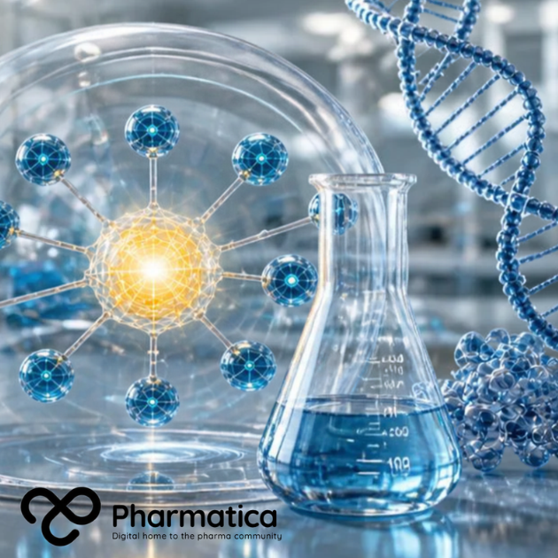 Pharmatica image showing an AI agent network integrated with molecular and pharmaceutical research elements to represent biosecurity and the AI bioweapons risk.