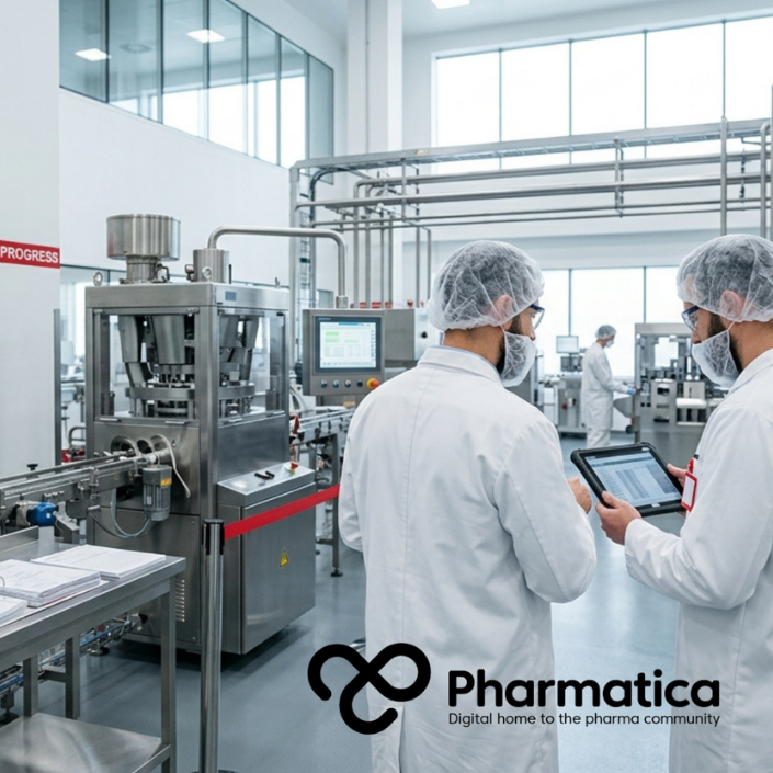 Pharmatica image for co-ordinated EU GMP inspection guidelines showing pharmaceutical inspectors reviewing GMP compliance data in a modern manufacturing facility.