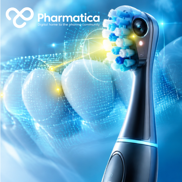 Pharmatica image showing an AI-powered toothbrush using computer vision to target oral care.