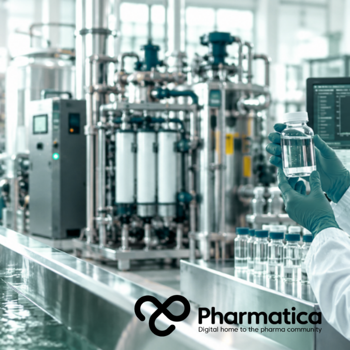 Pharmatica image of pharmaceutical manufacturing water treatment and PFAS contamination monitoring.