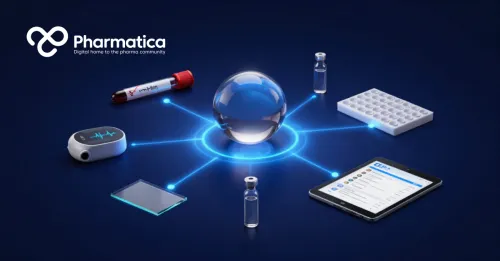 Pharmatica image representing a clinical trial data collection platform integrating wearable devices, electronic patient-reported outcomes (ePRO), laboratory data, and digital clinical trial data management to improve clinical trial efficiency and data quality.