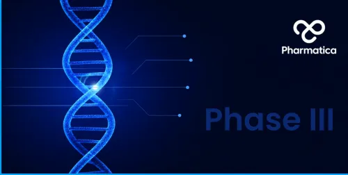 DNA illustration representing Phase III clinical trials advancing gene therapy, precision medicine, and next-generation pharmaceutical innovation.