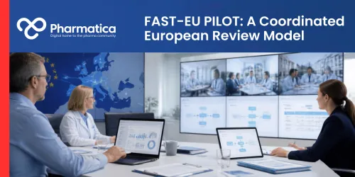Pharmatica image of researchers coordinating multinational EU clinical trials under the FAST-EU Pilot to improve clinical development across Europe. 