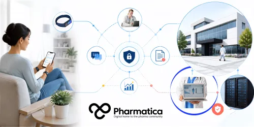 Pharmatica image representing decentralised clinical trials using remote monitoring, digital health technology, and telehealth to connect clinical research participants with investigators.