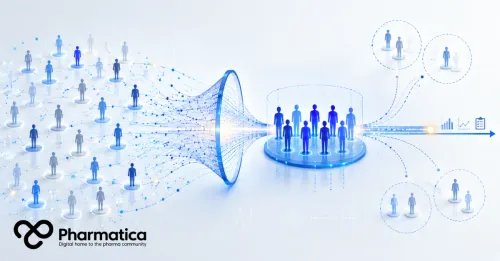 Pharmatica image showing the concept of clinical trial enrichment with a selected patient cohort alongside patients outside the primary trial population.
