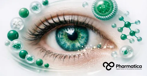 Pharmatica image representing ocular drug delivery using nanocarriers to improve therapeutic targeting of the eye and retinal tissues. 