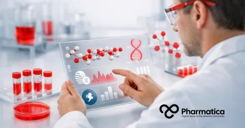 Pharmatica image representing the importance of the FDA's 2026 generic peptides guidance showing peptide molecular structure and regulatory assessment of generic peptide medicines.