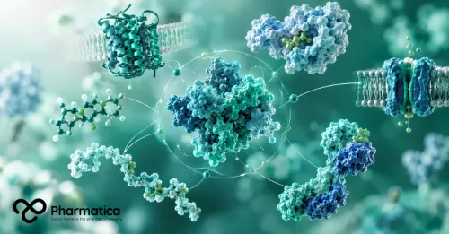 Pharmatica image representing biologics and small molecule modalities expanding the pharmaceutical drug target landscape.