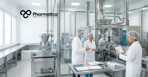 Pharmatica image of pharmaceutical quality and regulatory professionals reviewing GMP inspection evidence in a modern manufacturing environment.