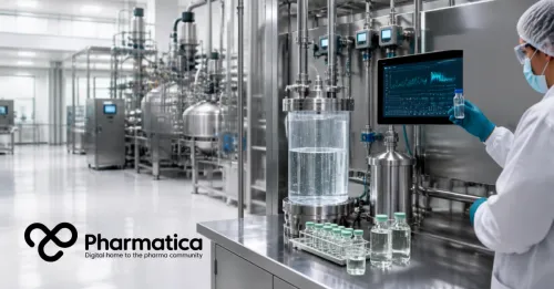Pharmatica image showing laboratory water sampling and analytical monitoring in pharmaceutical manufacturing.