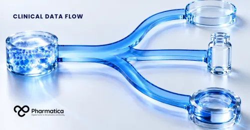 Pharmatica image of translucent blue pathways branching from a shared starting point, illustrating alternative clinical development and investment strategies.